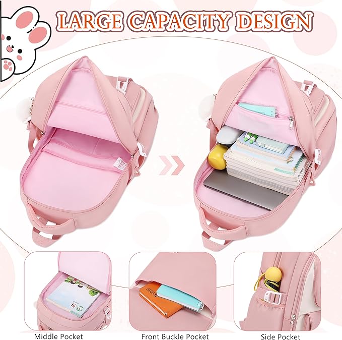 AO ALI VICTORY Backpack for Women Girls Set with Pencil Case 15.6 Inch Laptop School Bag Kids Elementary College Backpacks