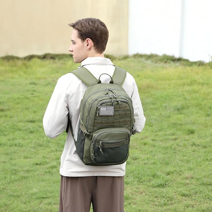 Military Tactical Backpack for Men Army 3 Days Assault Pack Bag with Molle System for Outdoor Adventures (Military green-N, 25L)