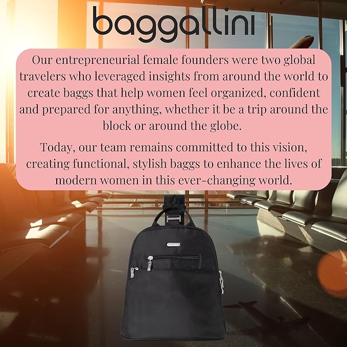 Baggallini Essential Mini Backpack Purse for Women - Built-in RFID Card Holder - Convertible Sling Bag with Adjustable Shoulder Strap