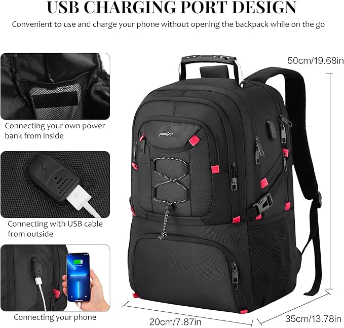 YAMTION Men Laptop Backpack 18.4in with Shoe Compartment for Gym Camping,Large Carry On Travel Bag,Boys College Bookbag School Backpack for Women