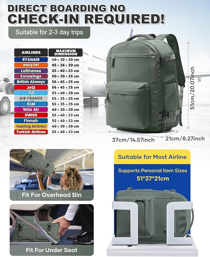 VGCUB Vacuum Backpack Travel with Electric Pump Vacpack System Storage Compression Laptop Work Business Waterproof College Weekender Bags Casual Daypack Backpacks for Women Men Green