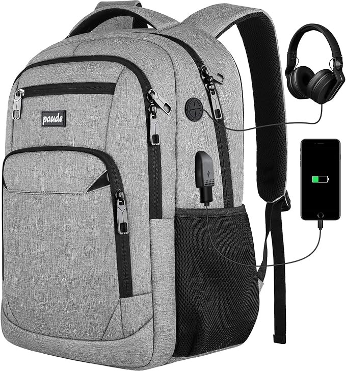 Paude Backpack for School, Laptop, Bookbag for Teen Boys - 15.6 Inch College Backpack for University, Business, Work, Travel