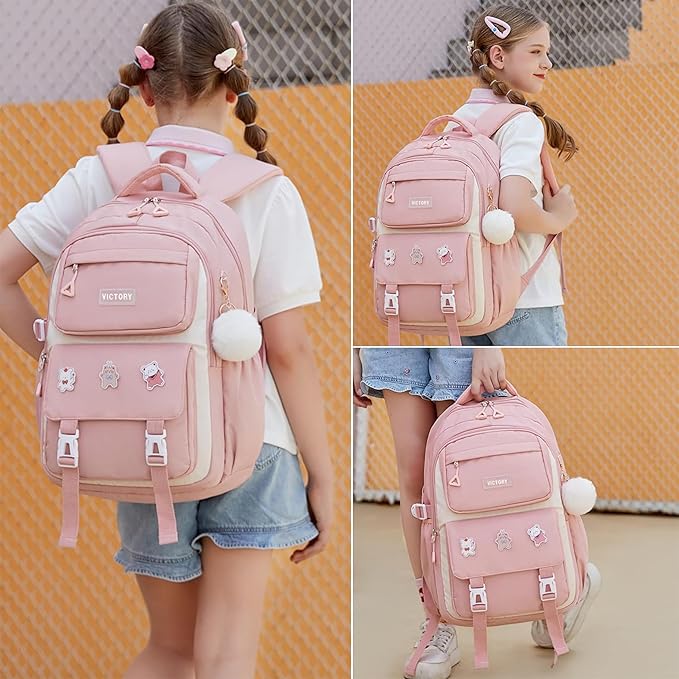 AO ALI VICTORY Backpack for Women Girls Set with Pencil Case 15.6 Inch Laptop School Bag Kids Elementary College Backpacks