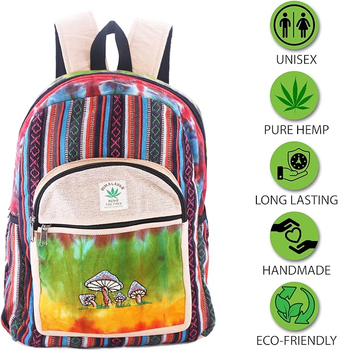 Anitya Hemp Backpack, Multi-Functional Pockets, Eco-Friendly, Unisex, Hiking Daypack, Durable Rucksack (AHLB03)