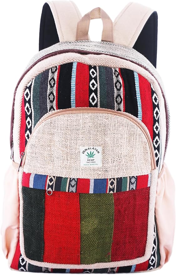 Anitya Hemp Backpack, Multi-Functional Pockets, Eco-Friendly, Unisex, Hiking Daypack, Durable Rucksack