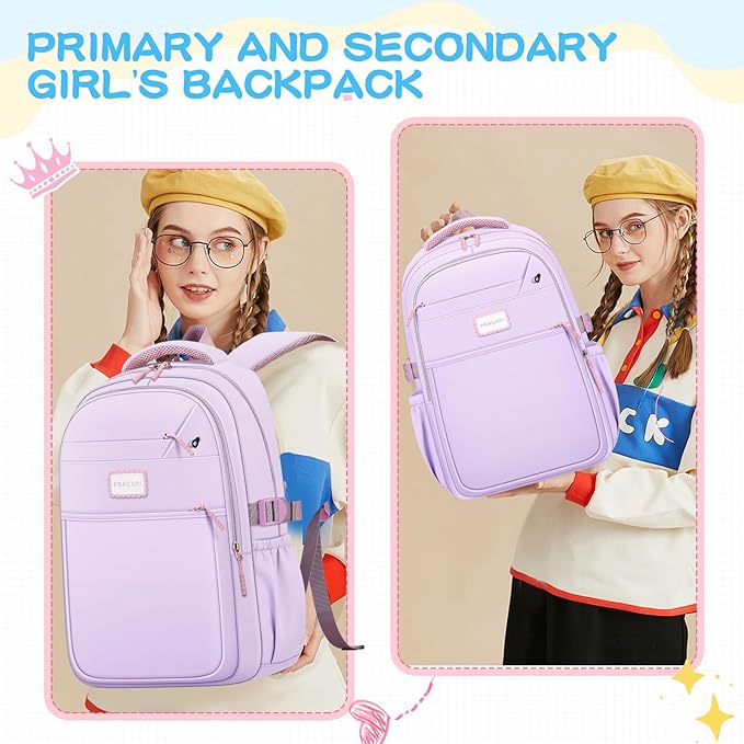 Aesthetic Backpack for School Cute Laptop Purple Backpack Teens Girls Travel Casaul Daypack Lightweight Book Bags