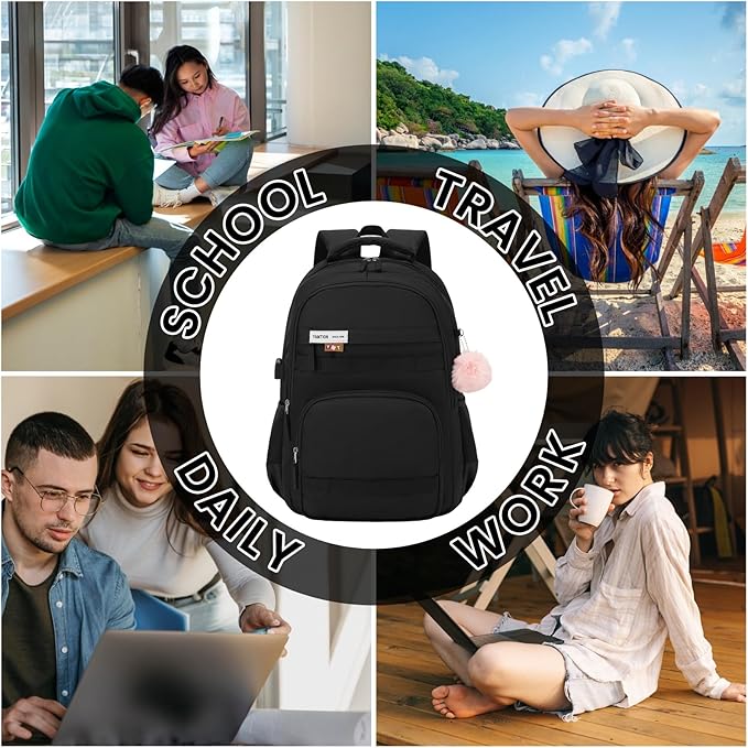 YAMTION School Backpack for Teens, Laptop Backpack Fits 15.6Inch Notebook for Travel,Book Bags with Large Capacity,Casual Back Pack for Girls Middle and High School College