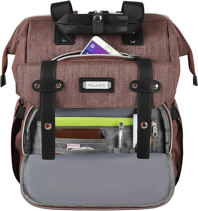 FALANKO Laptop Backpack for Women,Work Doctor Nurse Teacher Travel Backpack for 15.6 Inch Laptop with RFID Anti-theft USB Charging Port Water Resistant College Purse Business Computer Bookbag