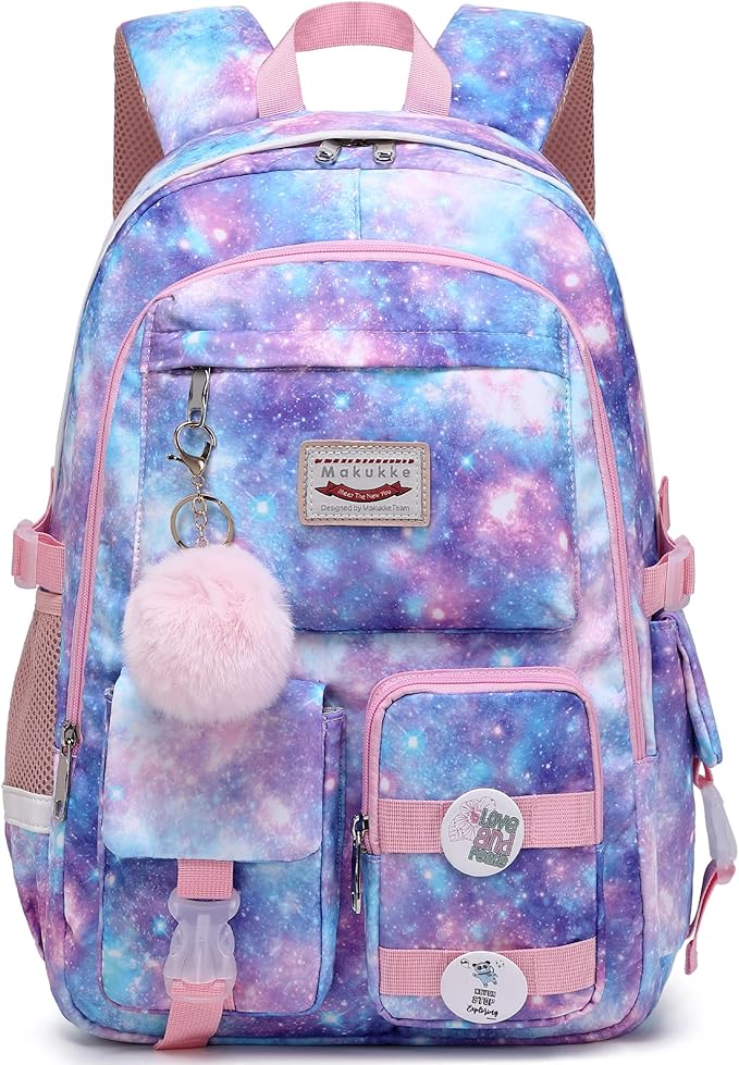 Makukke Backpack for Girls Women, 15.6 Inch Laptop School Bag Elementary College Bookbag Anti Theft Daypack for Women Students (Pink)