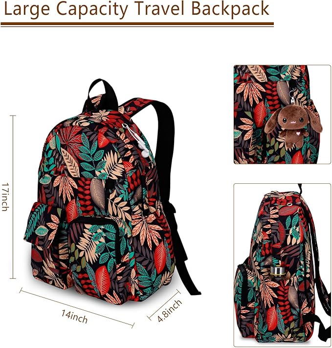 Women's Water-resistant Daypack Backpack, 15.6 Inch Laptop Compartment & Anti-Theft Pocket, Adjustable Padded Straps for Commuting, Travel, Work, College, Maple Red