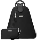 Baggallini Metro Backpack with RFID Phone Wristlet - 9x11 Convertible Sling Bag for Women with Adjustable Shoulder Straps