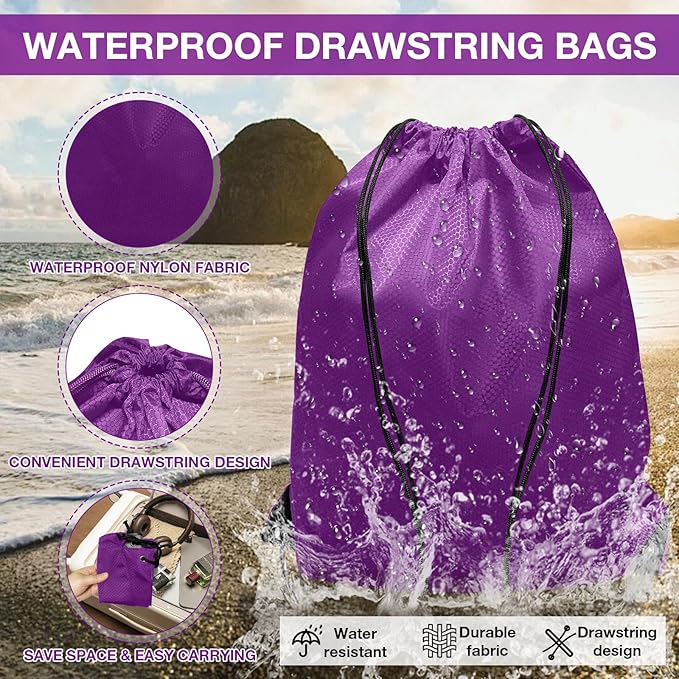 HIIXHC 2 Pack Purple Drawstring Backpacks, Cinch Bag, Lightweight & Washable Sackpack, Perfect for Gym, Sports, Travel - Men & Women,X-Large 22.4"x17.5"