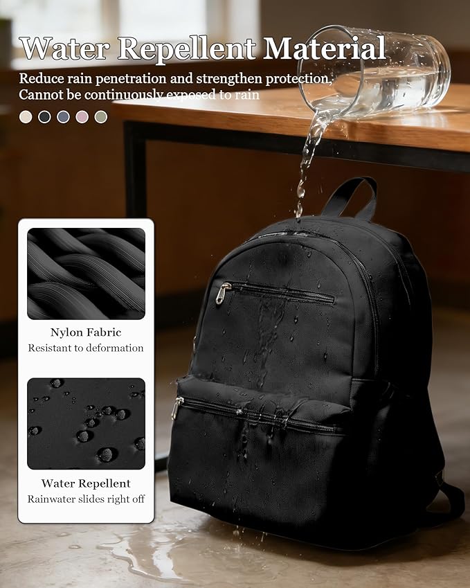Lightweight School Backpack for Women Men, Multi Pocket Backpack for College Students, Waterproof Middle School Bags, Simple Bookbag for Teens Girls Boys, Black