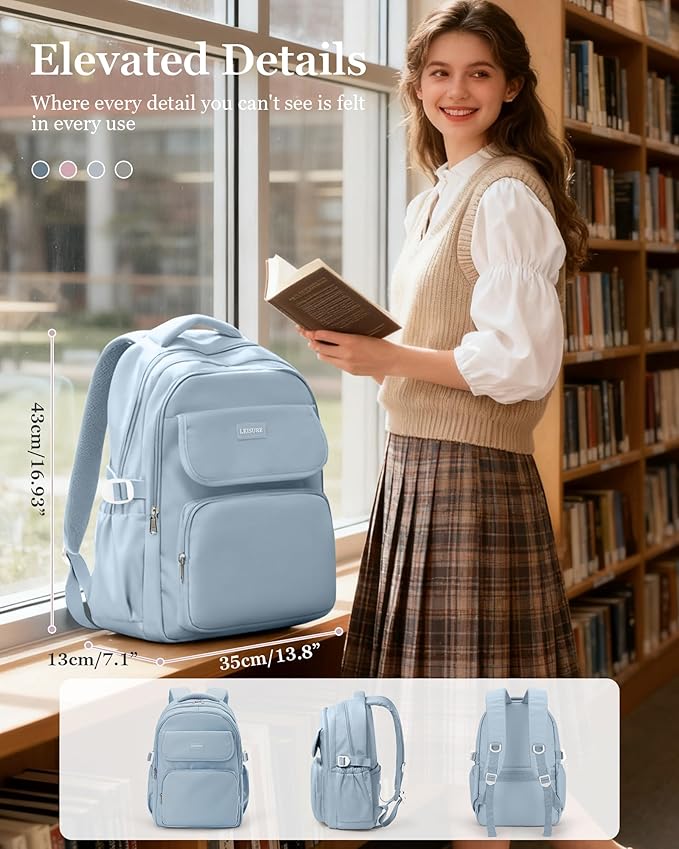Lightweighr College School Backpacks For Women,Classic Middle Student Bookbag For Teens Girls,Waterproof Middle School Bag Boys(Blue)