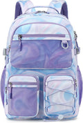 Lohol Multi-Pocket Backpack for Travel College, Heavy Duty Big Bookbag with 15.6 inch Laptop Compartment (Purple Galaxy