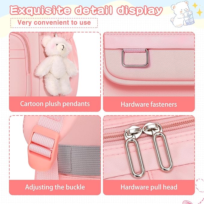 School Backpack for Kids Girls Cute Travel Backapck for College Women Men Casual Laptop Bookbag for Teen Student(Pink)