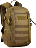 HUNTVP 10L Tactical Backpack Small Backpack Mini Daypack Military MOLLE Rucksack Gear Tactical Assault Pack Bag for Hunting Camping Trekking(10L Dark Brown)