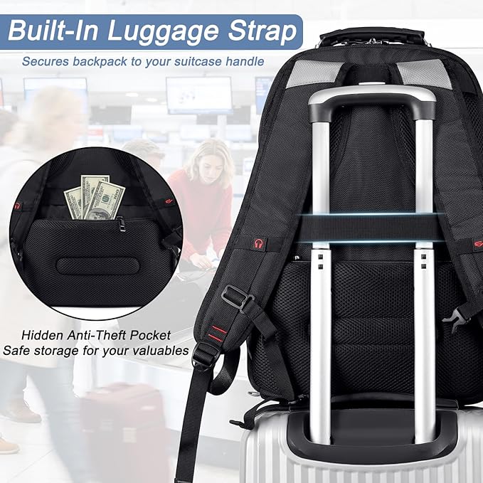 Mogplof Extra Large Laptop Backpack, 17 inch TSA Flight Approved Travel Backpack for Men, Large Backpack with USB Charging Port, RFID Business Computer Bag, Heavy Duty Water Resistant College Bookbag