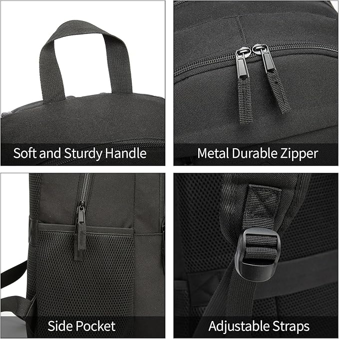 Black Backpack, School Backpack for Boys Girls, Lightweight Casual High School Bookbag, Daily-use Travel Laptop Backpack with USB Charging Port Fits 15.6 Inch Notebook