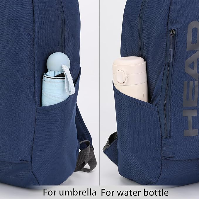 HEAD Waterproof Gym Backpack for Women/Men, Compact Laptop Backpack for College/Sport/Fitness/Work/Daily, (Navy Blue)