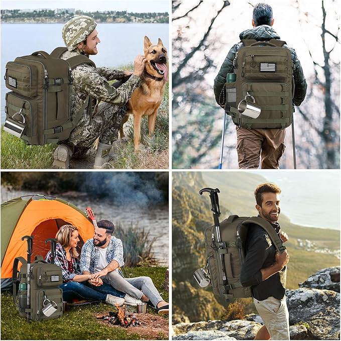 25L Tactical Bag Backpack for Men, Heavy Duty Military Backpack Molle Army Large Rucasack, Laptop Backpack Travel (Green)