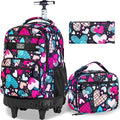 Rolling Backpack for Womens and Mens, Adults Wheeled Bookbag with Lunch Box for Girls and Boys.