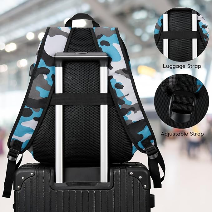 YAMTION School Backpack,17.3 Inch Bookbag Men and Teen Boy School bag with USB Charging Port for High School College