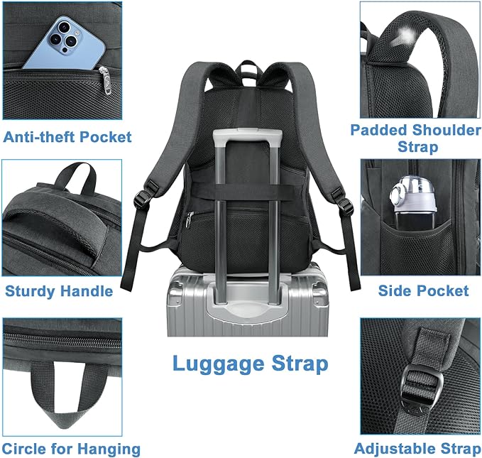 MATEIN Lunch Backpack for Men Work, Sturdy 17 Inch Laptop Backpack with Lunch Compartment, Water Resistant Work Bag with Padded Straps, Anti Theft Computer Back Pack for Office Commute College