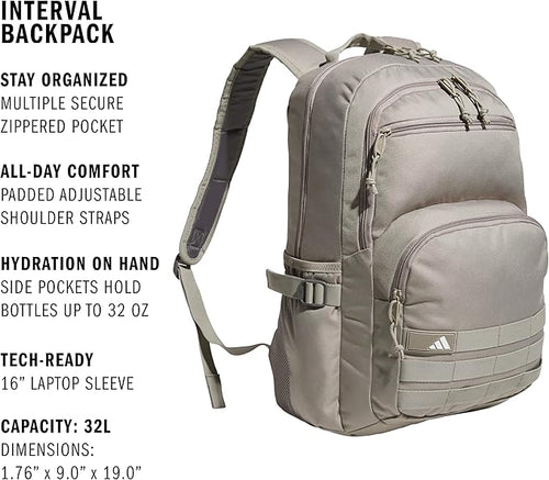 adidas Interval Backpack – Daypack for Travel Sports Gym Work School, 32L