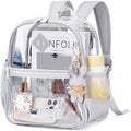 Clear Backpack for Stadium Events Approved 12×6×12, Thick TPU Mini Clear Bag with Front Pocket for Concert Sport Events Work Travel, Grey