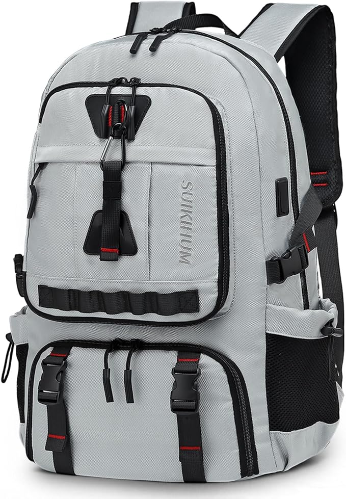 Travel Backpack for Men, 35L TSA Approved Large Laptop Backpack Fits 18.4 Inch, Water-Repellent W/Shoe Compartment & Wet Pocket Anti-theft Pocket, Light Grey
