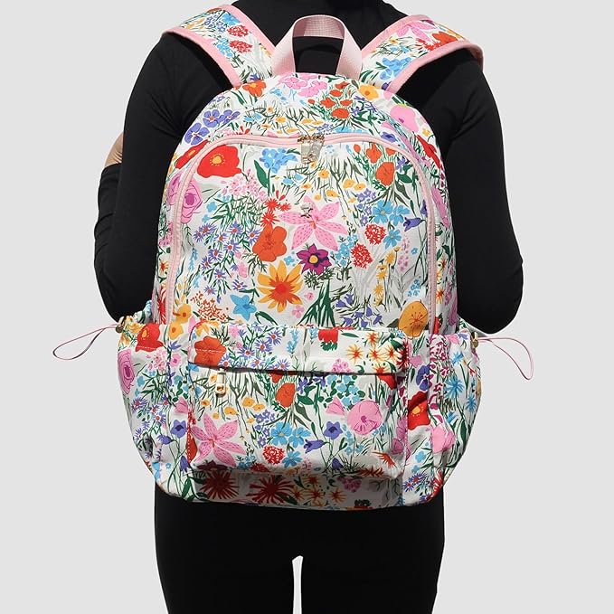ESVAN Personalized Gifts Backpack Canvas Linen Nylon 17 inch Laptop Bag for Women Casual College