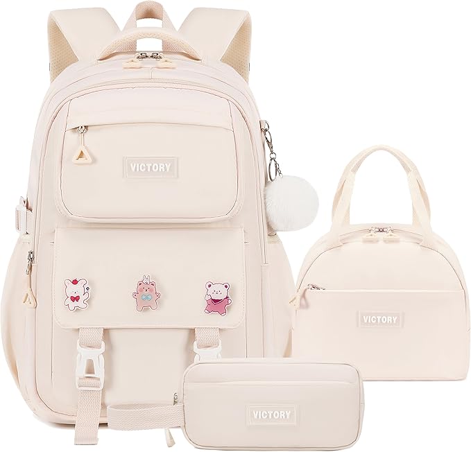 AO ALI VICTORY Backpack for Women Girls Set with Pencil Case 15.6 Inch Laptop School Bag Kids Elementary College Backpacks
