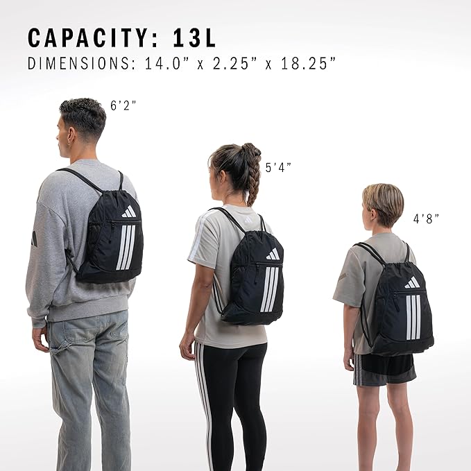 adidas Alliance Sackpack – Drawstring Backpack for Sports, Small Gym Bag