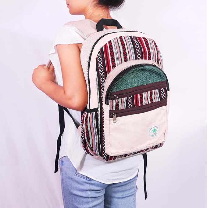 Anitya Hemp Backpack, Multi-Functional Pockets, Eco-Friendly, Unisex, Hiking Daypack, Durable Rucksack (AHLB08)