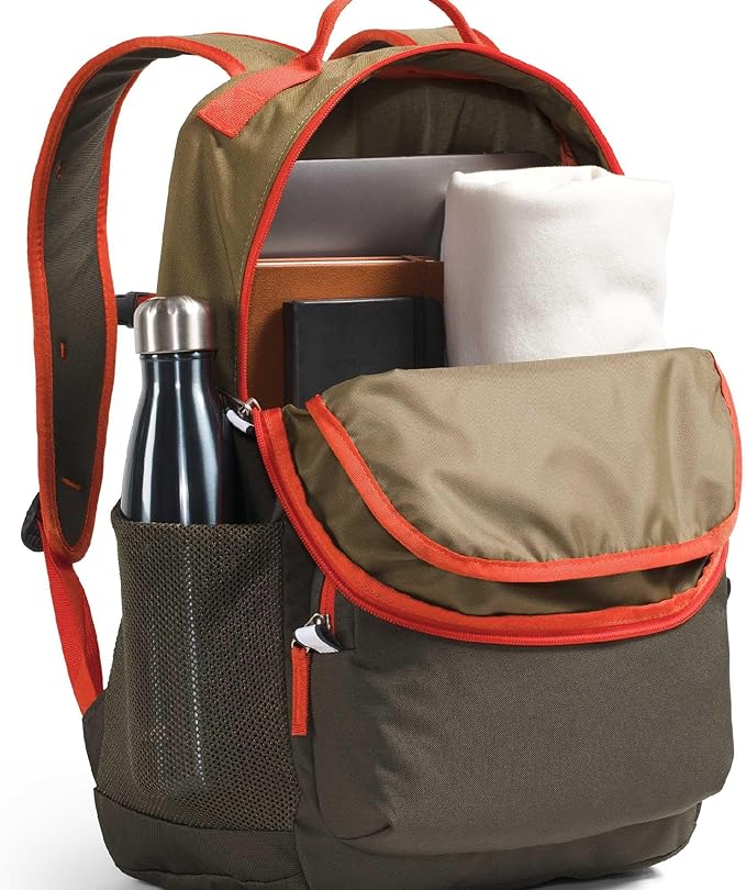 The North Face Teen Chuckwalla Daypack - Travel Backpack, Laptop Sleeve, Reflective Safety Details, Adjustable Strap, Cedar/New Taupe Green/Lava Red, One Size