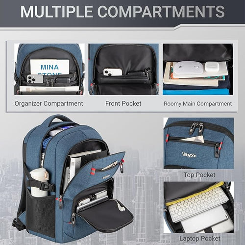 40L Expandable Laptop Backpack, Anti-thief Travel Backpack, Airline Approved Business Waterproof Carry on Luggage, Fits 15.6" Laptop for Men Women