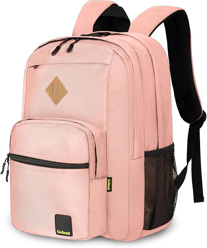 Goloni Lightweight Laptop Backpack 1.1Lbs, 36L Wear-Resistant Water Resistant Backpack with Laptop Compartment for Men Women, College Work Travel Bookbag,Pink