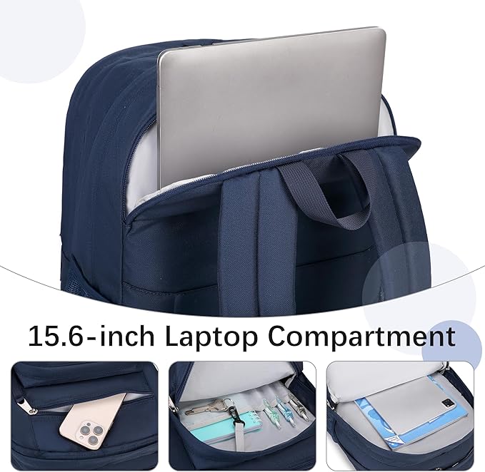 abshoo Big Student Backpack for School Water Resistant Lightweight College Bookbag Travel Backpack (Navy)