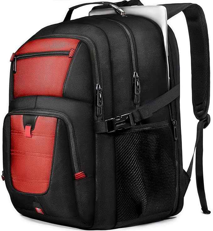 Z-MGKISS Big Travel Backpack, Large Laptop Backpack, TSA Approved Bag, Anti-Theft Water Resistant Computer Daypack 17.3 Inch, Red