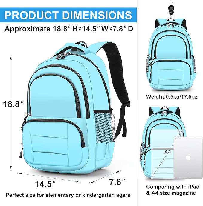 rickyh style Lightweight Elementary School Bag Durable School Bag Backpack Student Kids Waterproof