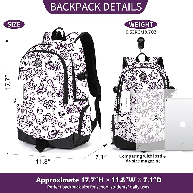 rickyh style School Backpack Travel Bag for Men & Women Lightweight College Back Pack with Laptop Compartmen