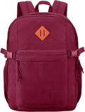 SUPACOOL Casual Backpack For School, Classical Travel Backpack for Men and Women, Bookbag for Boys, Girls and Kids, Laptop Compartment(Burgundy)