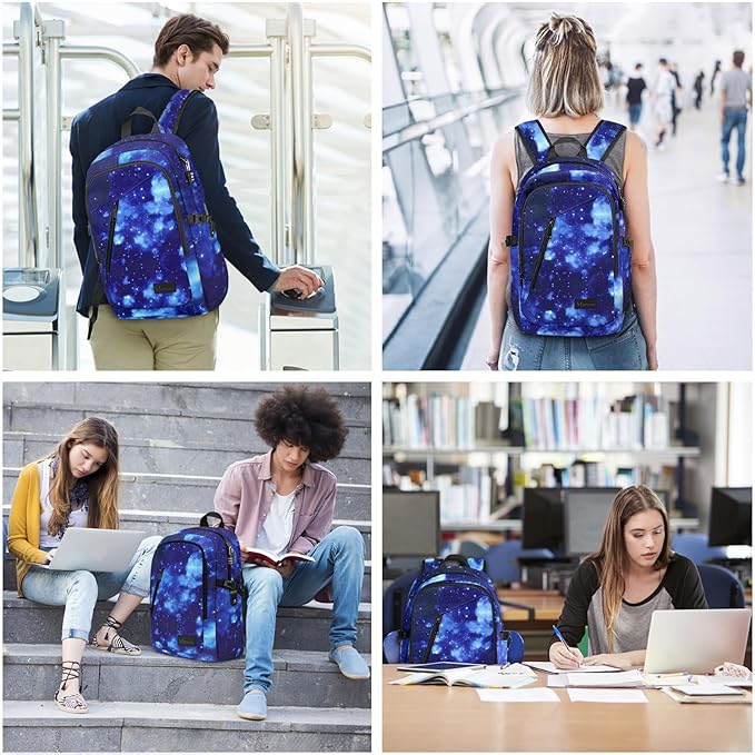 Mancro Travel Backpack for Men Women, Anti Theft Laptop Backpack, 15.6 in Laptop Backpack for Travel Lightweight Bags, Galaxy