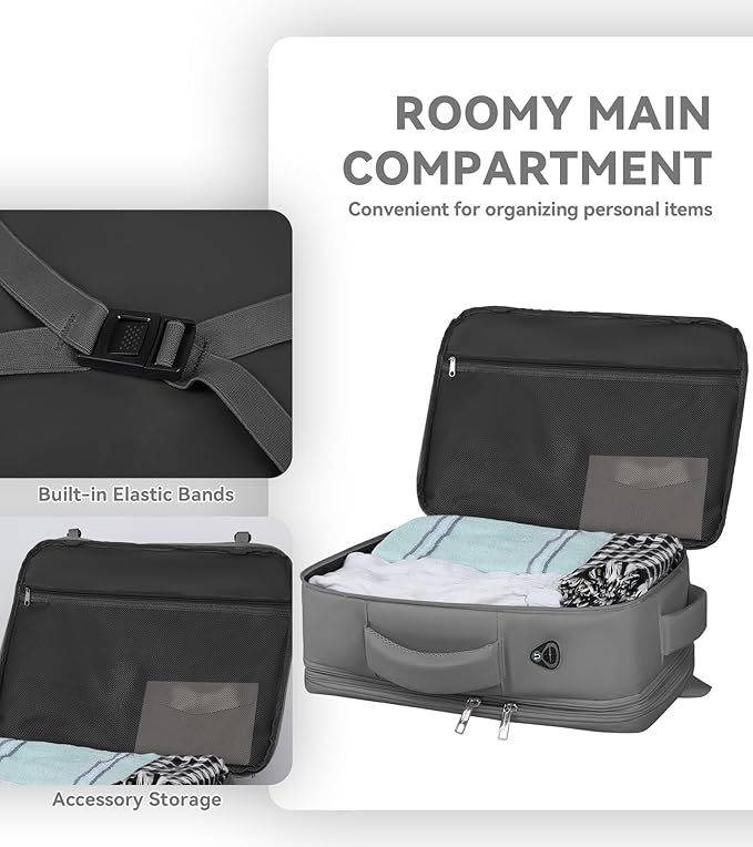 Carry On Backpack, 50L Extra Travel Laptop Backpack for Men Women, Big Bag Business Travel Essentials Gifts for men, 17 Inch Laptop Backpack Computer Bag Gifts for Him Men, Grey