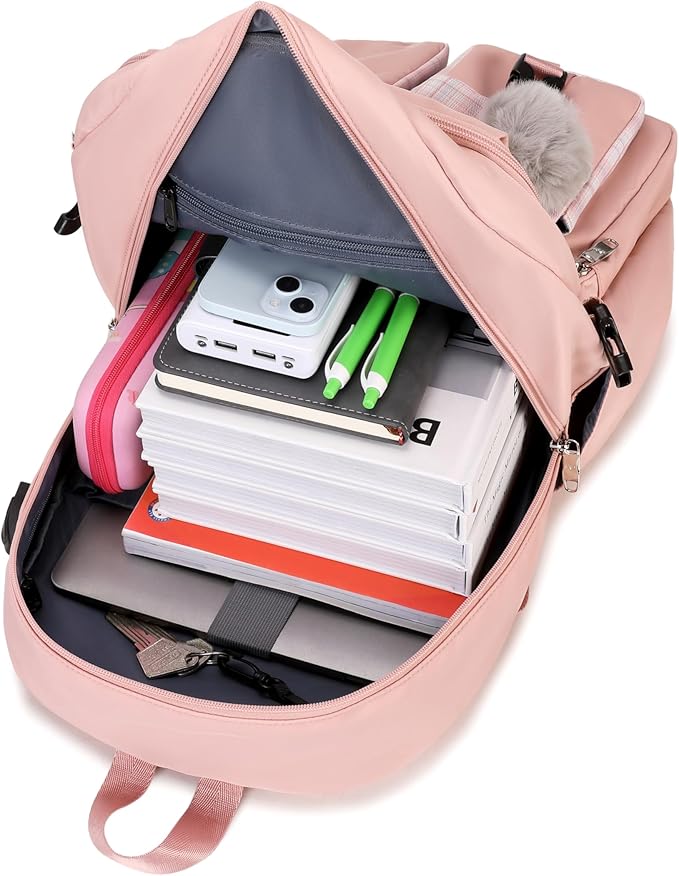 Joymoze Women Fashion Travel Backpack Set Roomy Laptop Rucksack Set Casual Daypack for Girl Pink