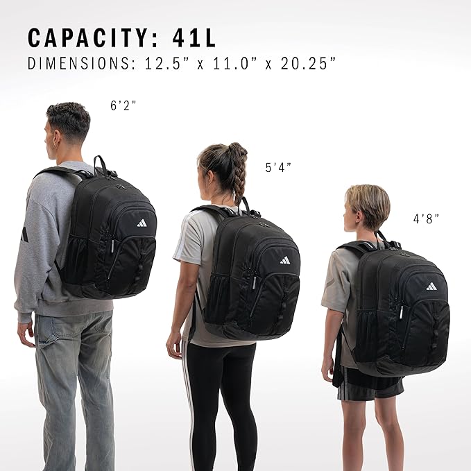 adidas Primetime Large Backpack for women and men, big bag with laptop sleeve