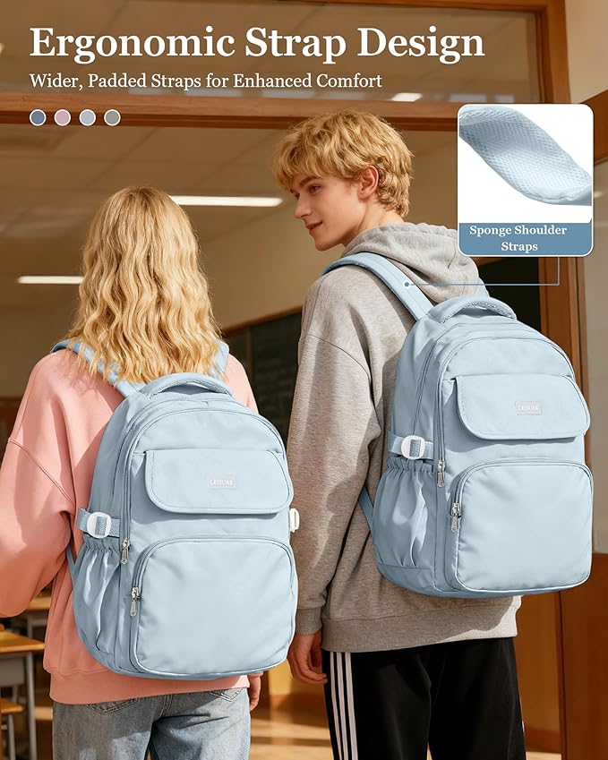 Lightweighr College School Backpacks For Women,Classic Middle Student Bookbag For Teens Girls,Waterproof Middle School Bag Boys(Blue)