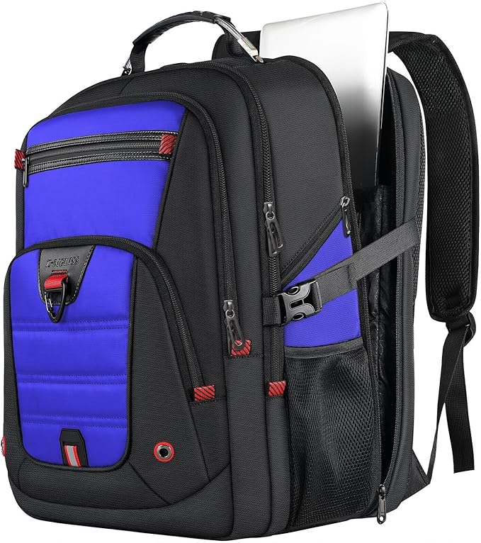 Z-MGKISS Extra Large Backpack, Travel Laptop Bag for Men, Anti-Theft College Backpack with USB Port, TSA-Approved 17.3 Inch, Heavy Duty Business Weekender Bag, Blue