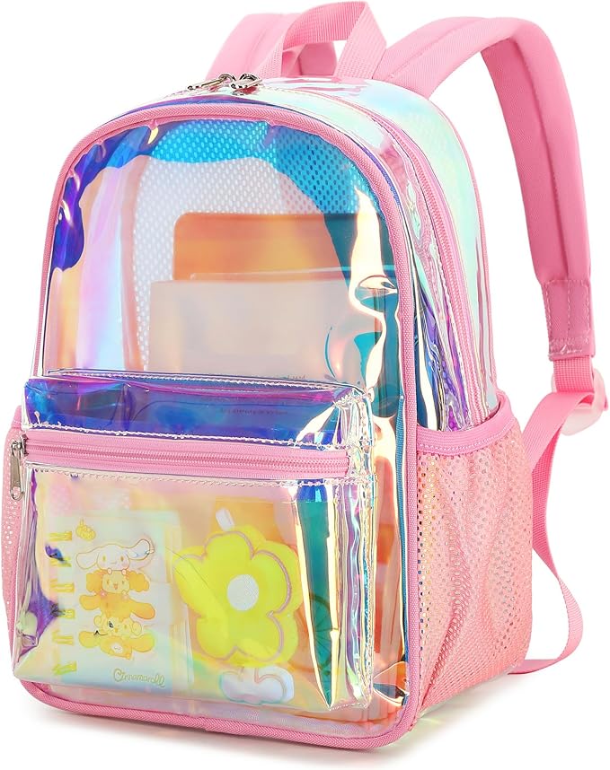 BTOOP Clear Mini Backpack for Stadium Events 12x12x6 Small Transparent Backpacks Plastic See Through Clear Bag for Concerts Work Festival Security Travel